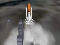 Shuttle liftoff in smoke
